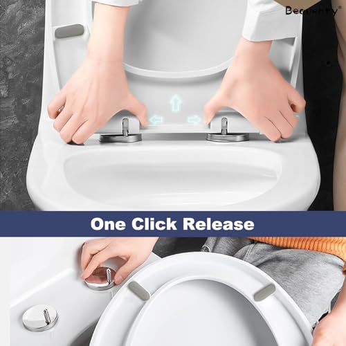 Beauenty Toilet Seat, V Shape Toilet Seat with Adjustable Hinges, Slow Close Toilet Cover, Thickening Plastic Strong and Durable, Prevent Noise, Easy to Install, Easy Cleaning (Style 8)