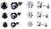 Areke Unisex Stainless Steel Stud Earrings - Mens Womens Round Cubic Zirconia Earring - 6 Pairs