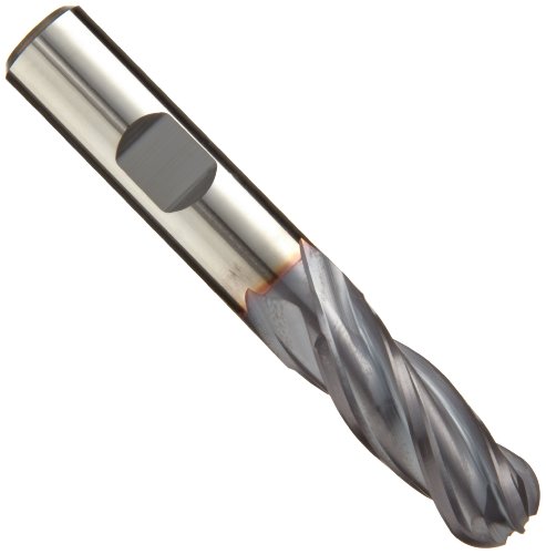 UPC 698036673468, Niagara Cutter N67346 Cobalt Steel Ball Nose End Mill, Weldon Shank, TiCN Finish, Roughing and Finishing Cutting, 30-Degree, 4-Flute, 4&quot; OAL, 0.500&quot; Cut Diameter, 0.500&quot; Shank Diameter