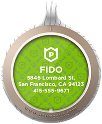 PPersonalized Pawscout Smart Tag for Dogs and Cats - White &amp; Gold with Green Pawscout Nameplate