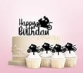 TC0103 Happy Birthday Motorcycle Racing Party Wedding Birthday Acrylic Cake Topper Cupcake Toppers Decor Set 11 pcs
