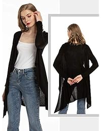 Cárdigan de punto largo MessBebe para mujer, liviano, abierto, frontal