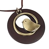 QIAONAI Wood Style Round Green Bird Pendant Handmade Nature Jewelry 39