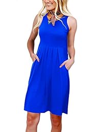 Risesun - Vestido suelto para mujer con bolsillos