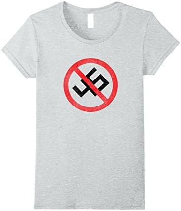 Womens Anti 45th President Trump - Anti Nazi (Hate) Grunge T-Shirt Small Heather Grey