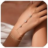 oneyoyo Gold Hand Chain,14k Gold Plated Bracelets for Women Dainty Ring Bracelet Trendy Non Tarnish Stackable Adjustable Hypoallergenic Jewelry Gift