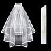 Bride To Be Sash & Bridal Veil with Comb & Ribbon Edge Center Cascade for Bachelorette Party Decoration Supplies, Wedding White