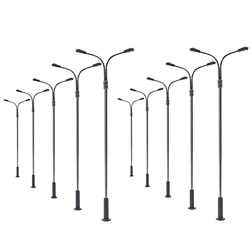 Evemodel LQS13W 10pcs Model Railway Train Lamp Post Street Lights HO OO TT Scale LEDs New