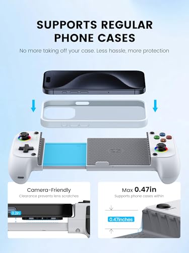 Mocagen MC1 Phone Controller for iPhone & Android – Ergonomic Grip, Low Latency, Case Friendly, Bluetooth Mobile Controller with Hall Effect Joysticks, Turbo, Portable Travel Companion for Car/Leisure