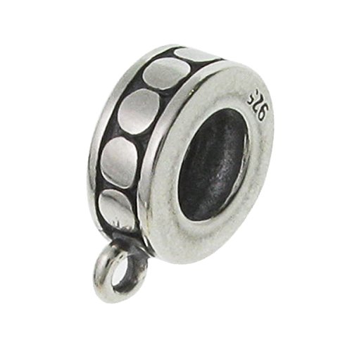 925 Sterling Silver Round Dot Pendant Charm Connector Slide For European Charm Bracelets