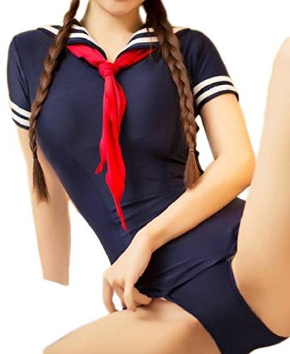 K-Shop Sexy Cosplay Sailor Uniform School Swim Wear Japanese High School Girl Outfit Navy Blue