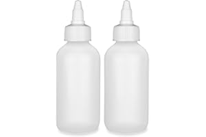 BRIGHTFROM Twist Top Applicator Bottles, Squeeze 4 OZ Empty Plastic Bottles, Refillable, Open/Close Nozzle - Multi Purpose (Pack of 2)