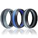 ThunderFit Silicone Wedding Band / Engagement Ring - 3 Rings Pack - 8.7mm Wide (2mm Thick) - Middle Line (5.5)