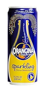 Orangina - Citrus Sparkling Juice Beverage - Light Pulp - Original Imported European French Recipe - No Artificial Ingredients - (Pack of 24) (11.5 oz Can)