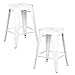 AC Pacific 24” Metal Backless Barstool Set of 2 – Country Rustic Style, Lightweight & Sturdy Build, Easy Assembly – Distressed White Finish