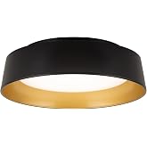 Flynix 12.5 Inch LED Flush Mount Ceiling Light Fixture, 26W, Super Bright 1350 Lumen, 3 Color 3000K/4000K/5000K, Matt Black with Gold Inside, Dimmable Ceiling Lamp for Bedroom Hallway Bathroom Outdoor