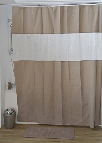 EVIDECO Laser Peva Solid Colors Bathroom Shower Curtain, Taupe