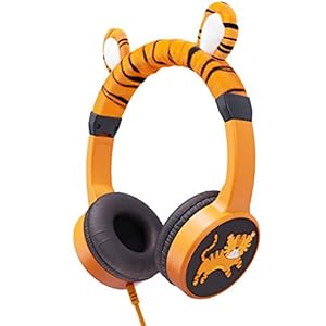 Planet-Buddies-Kids-Headphones-Volume-Safe-Foldable-Wired-Earphones-with-Music-Sharing-On-Ear-Headphones-for-Kids-Ideal-for-Travel-and-School-works-with-Computer-Phone-Tablet-and-Kindle-Tiger Planet Buddies Kids Headphones, Volume Safe Foldable Wired Earphones with Music Sharing, On Ear Headphones for Kids…