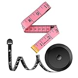 2 Pack Tape Measure Measuring Tape for Body Fabric Sewing Tailor Cloth Knitting Craft Measurements, 60-Inch Soft Fashion Pink & Retractable Black Tape Measure Body Measuring Tape Set, Dual Sided