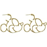Silver Plated Black Gold Hidden Mouse Drop Earrings Cute Bow Detail Women Dangle Earring Large Hoop Earrings