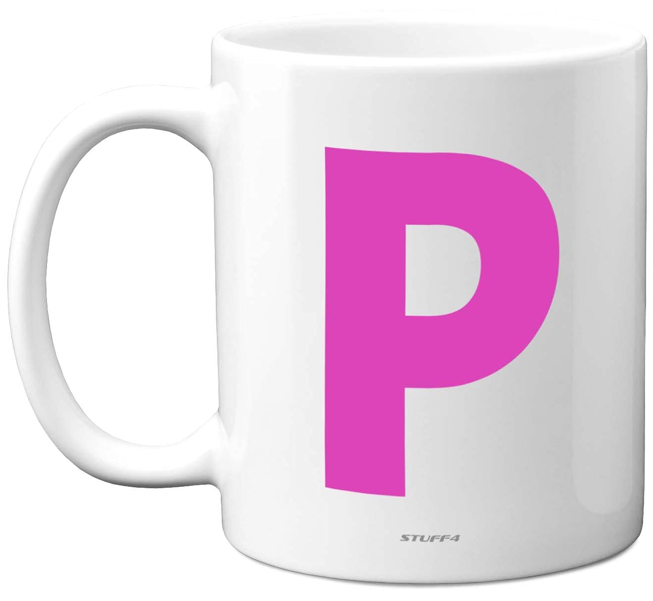 Stuff4 Personalised Alphabet Pink Initial Mug - Letter P Mug, Gifts for Her, Mothers Day, Birthday Gift for Mum, 11oz Ceramic Dishwasher Safe Anniversary, Valentines, Christmas, Retirement