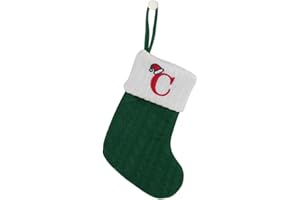 OJCHRLKF 7 Inches Mini Cute Initial Monogram Embroidered Christmas Stocking Knitted Christmas Decorations Stocking Red,White,Green Knit Mini Stocking Christmas Decorations-58-C-Green