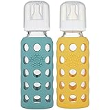 Lifefactory 9oz Glass Baby Bottle 2pk - Kale/Mango