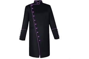 MYAYD Men's Cassock Choir Short Cassock Minister Robe Clergy Pulpit Liturgical Church Top Coat
