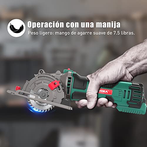 HYCHIKA Mini Manual Circular Saw 500 W 4500 rpm, 3 Saw Blades of 30T, 36T and Diamond, Ideal for Cutting Tiles, Madeira, Macio Metal, Plastic