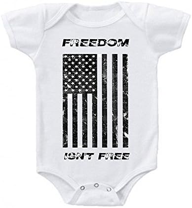Unisex Baby Freedom Isn't Free Distresses American Grunge Military Flag Infant Creeper Onesie (3-6 Months)