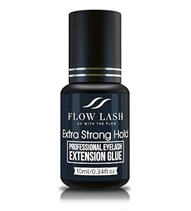 Image of Eyelash Extension Glue - Extra Strong Hold, Professional Grade Eyelashes Black Adhesive, Formaldehyde & Latex Free Lashes Supplies, Semi - Permanent Eyelash Glue by Flow Lash, 10mL