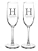 Personalized Champagne Toasting Flutes | Large Monogram Initial Design | Set of 2 | Custom Engraved Wedding Glasses for Bride, Groom Couple with Monogram, Names and Date