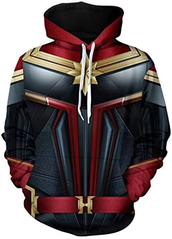 Women's Captain Printed Hoodie Jacket Movie Cosplay Costume Halloween Zipper Hooded Sweatshirt