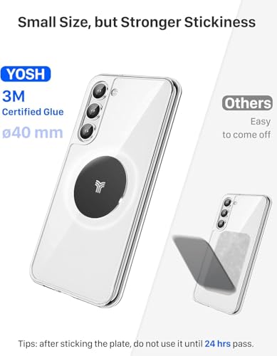 YOSH Car Phone Holder, Magnetic Phone Holder with Strong Upgraded Magnets, Super Stable Air Vent Cradle Compatible with iPhone & Samsung Includes Metal Plates, Car Accessories