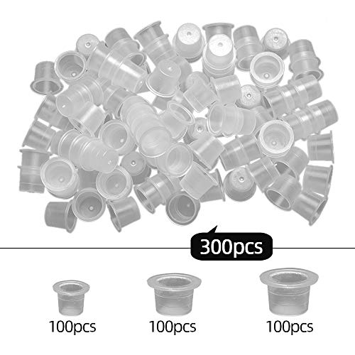 Tattoo Ink Caps, ATOMUS 300pcs 1000pcs Mixed Tattoo Ink Cups #9 Small #12 Medium #15 Large Plastic Tattoo Microblading Pigment Ink Cups Caps Holder (300pcs) - Thumbnail 5