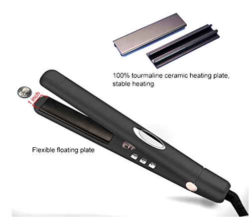 Hair Straightener Upgraded Far Infrared/negative Ion Flat Iron LED Display Automatically Switch Off Hair Straightener Silver Plating-black,pink (Color : Pink) - Thumbnail 6