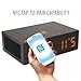 Bluetooth Digital Wooden Alarm Clock Speaker by GOgroove - Wood Style , Built in Microphone , LED Time + Date Display for Phones, MP3 Players, Tablets, & More - Dark Finish