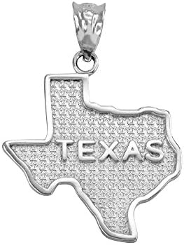 Claddagh Gold .925 Sterling Silver Dangling USA American State Map with Star Texture Charm Pendant - Choice of State