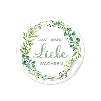 3er Set 3 Bögen a 24 STICKER 72 Aufkleber:'Lasst unsere Liebe wachsen' in GRÜN mit Zweigen • Gastgeschenke zur Hochzeit, Same