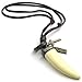 KONOV Wolf Tooth Cross Pendant Leather Cord Men's Necklace Chain, Creamy-White Gold Brown