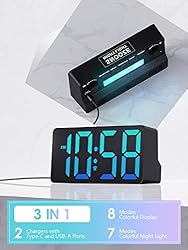 Dynamic RGB Digital Clock- 7"Alarm Clock For