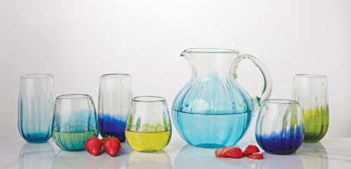Amici Home, 7MCR069S6R, Rosa Hiball Drinking Glass, Translucent Lime Ombre, Recycled Handblown Artisanal Mexican Tabletop Glassware, 20 Ounce Capacity, Set of 6
