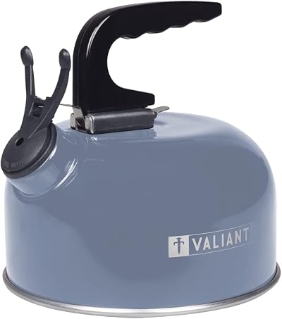 Valiant Fun 1L Portable Camping Whistling Kettle Blue