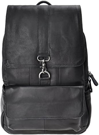 ZLYC Vintage Handmade Genuine Textured Leather Classic Casual Backpack Bag (Black)