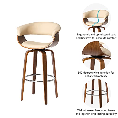 Glitzhome 2 Set Swivel Adjustable Bar Stools, 40" H Mid Century Modern