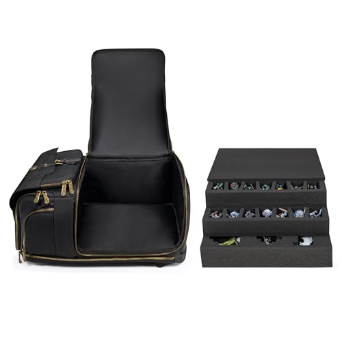 ENHANCE Miniature Painting Backpack - Miniature Case with Compartments for Over 101 Miniatures, 30 Colours and 12 Brushes - Organizer with Removable Colour Pad and Shoulder Straps