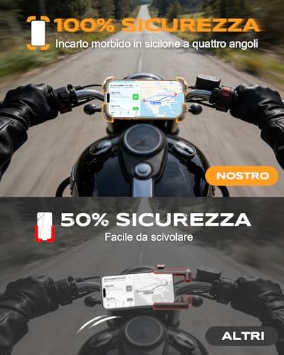 Porta Cellulare Moto Morsetto Stabile Migliorato e 1S Blocco Rapido