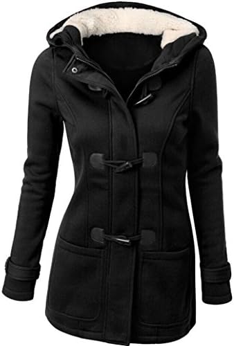 EKIMI Women's Ladies Fashion Outwear Warm Wool Slim Long Coat Jacket (XXXXXL, Black)