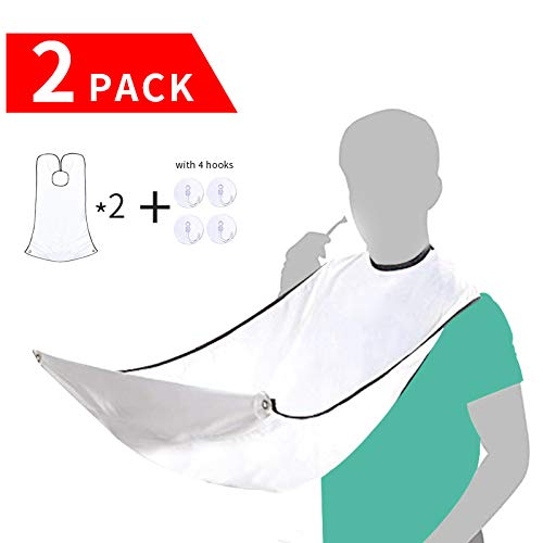 KIKOMO 2 Pack Beard Apron Set for Men Shaving Beard Bib Shaving Catcher Apron, Hair Catcher Grooming Cape Apron with 4 PCS Suction Cups Beard Trimming Apron for Father Men's Gifts