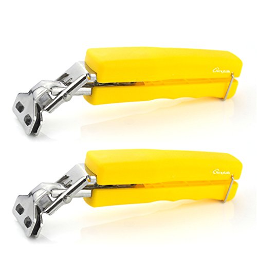 (2 Packs) Retriever Tongs, AmyTalk Kitchen Stainless Steel Exquisite Bowl Pot Pan Gripper Clip Plate Retriever Tongs for Hot Dishs (Yellow)